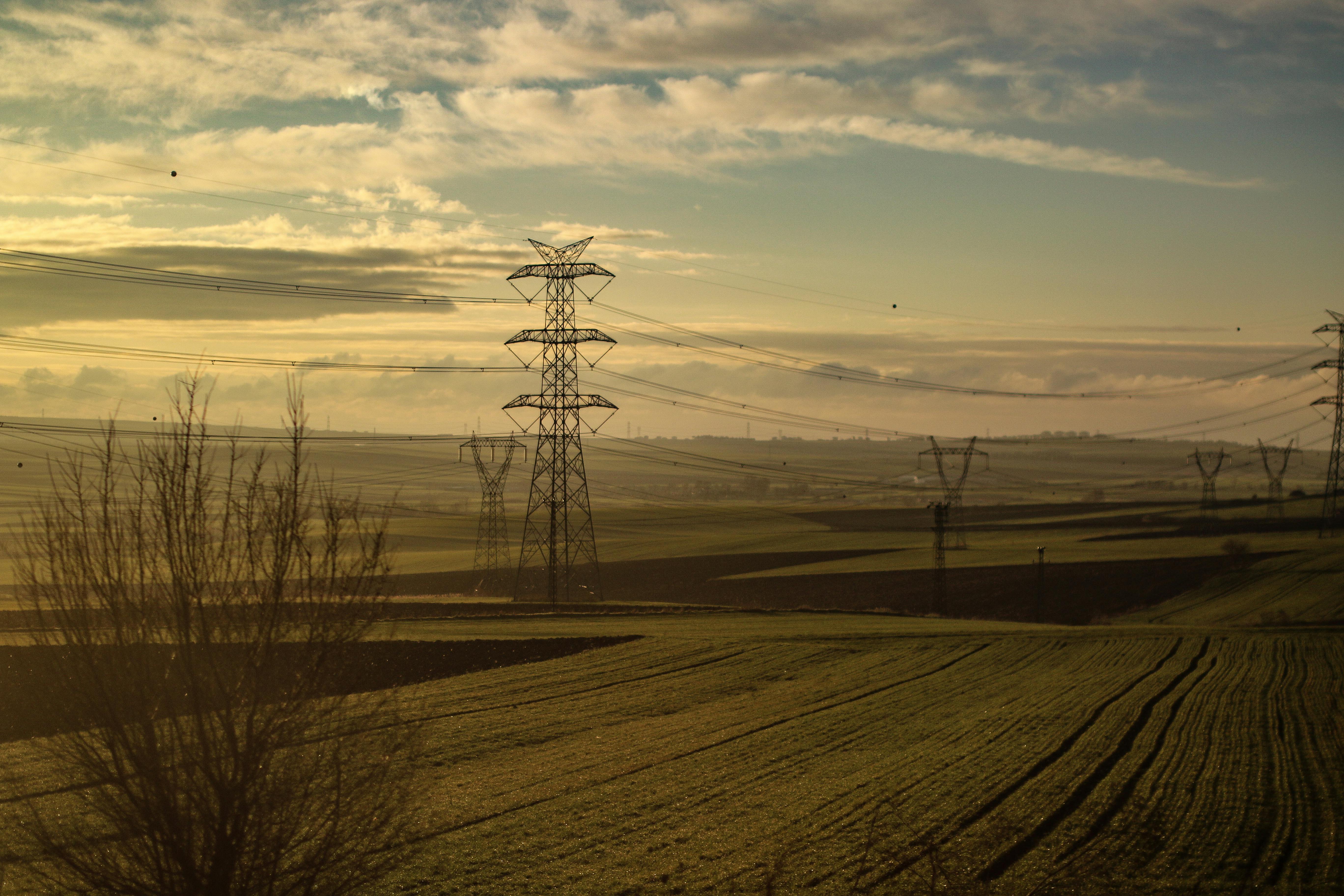 Transmission infrastructure at dusk